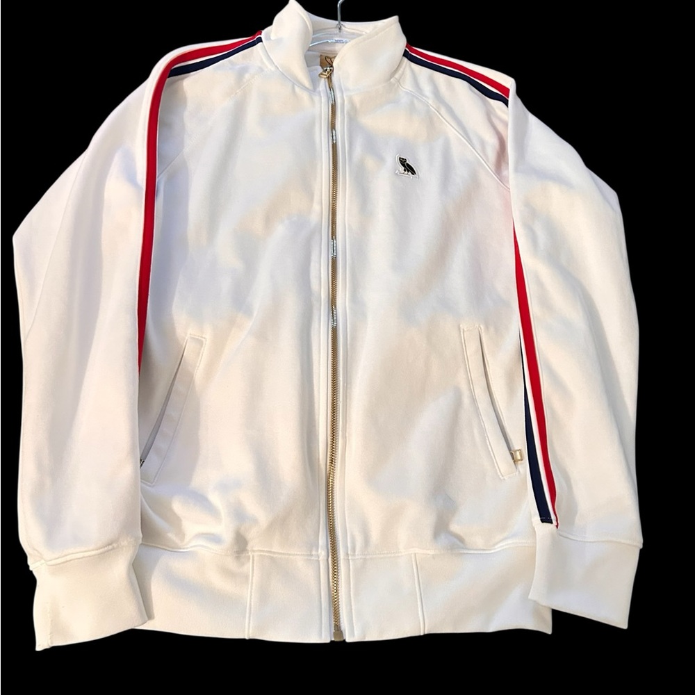 Octobers Very Own OVO Mens Drake Track Jacket Small  Zip Front Owl White/Beige